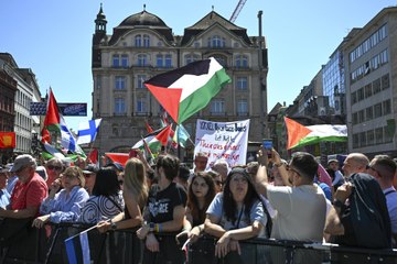 Manifestantes pro Palestina denuncian la participación de Israel en Eurovisión