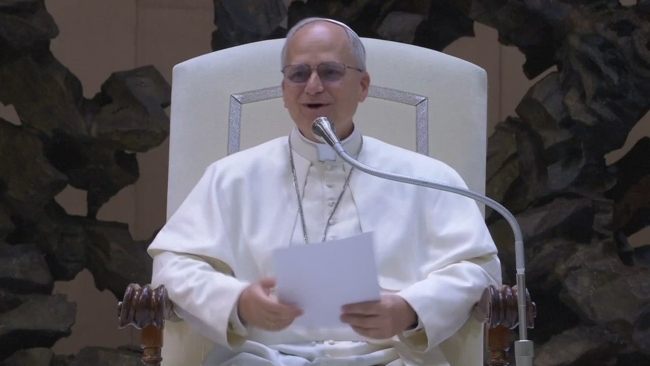 Pope Leo XIV holds an audience with representatives of the media