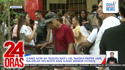 Mahabang pila, binuno ng mga botante sa Taguig Nat'l High School; nagkatensyon din | 24 Oras