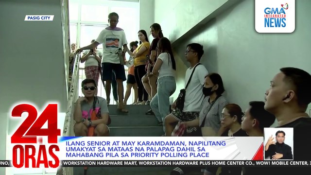 Ilang senior at may karamdaman, napilitang umakyat sa mataas na palapag dahil sa mahabang pila sa priority polling place | 24 Oras