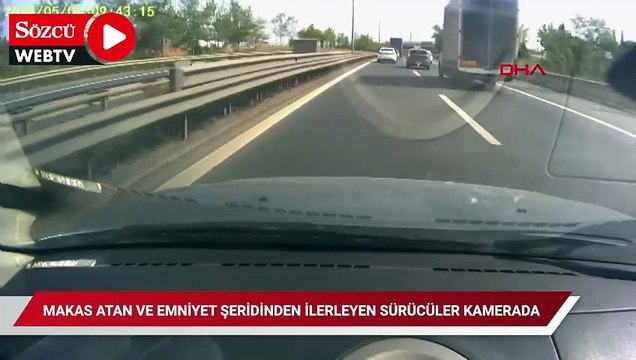 Makas atan ve emniyet şeridinden ilerleyen sürücüler kamerada