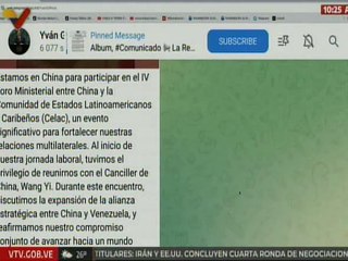 Canciller Yván Gil arriba a China para participar en el IV Foro Ministerial