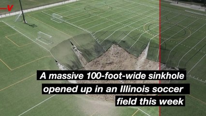 Check Out This Massive Sinkhole in Illinois That Completely Changed The Look of a Soccer Field