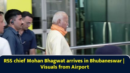 RSS chief Mohan Bhagwat arrives in Bhubaneswar | Visuals from Airport