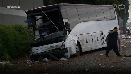 1 Dead, 32 Injured in Fiery Crash Involving Tour Bus and SUV on Los Angeles Freeway