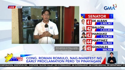 Cong. Roman Romulo, nag-manifest ng early proclamation pero ‘di pinayagan | Eleksyon 2025