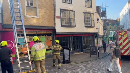 Moment part of roof at derelict Debenhams building crashes to ground in Sun Street, Canterbury