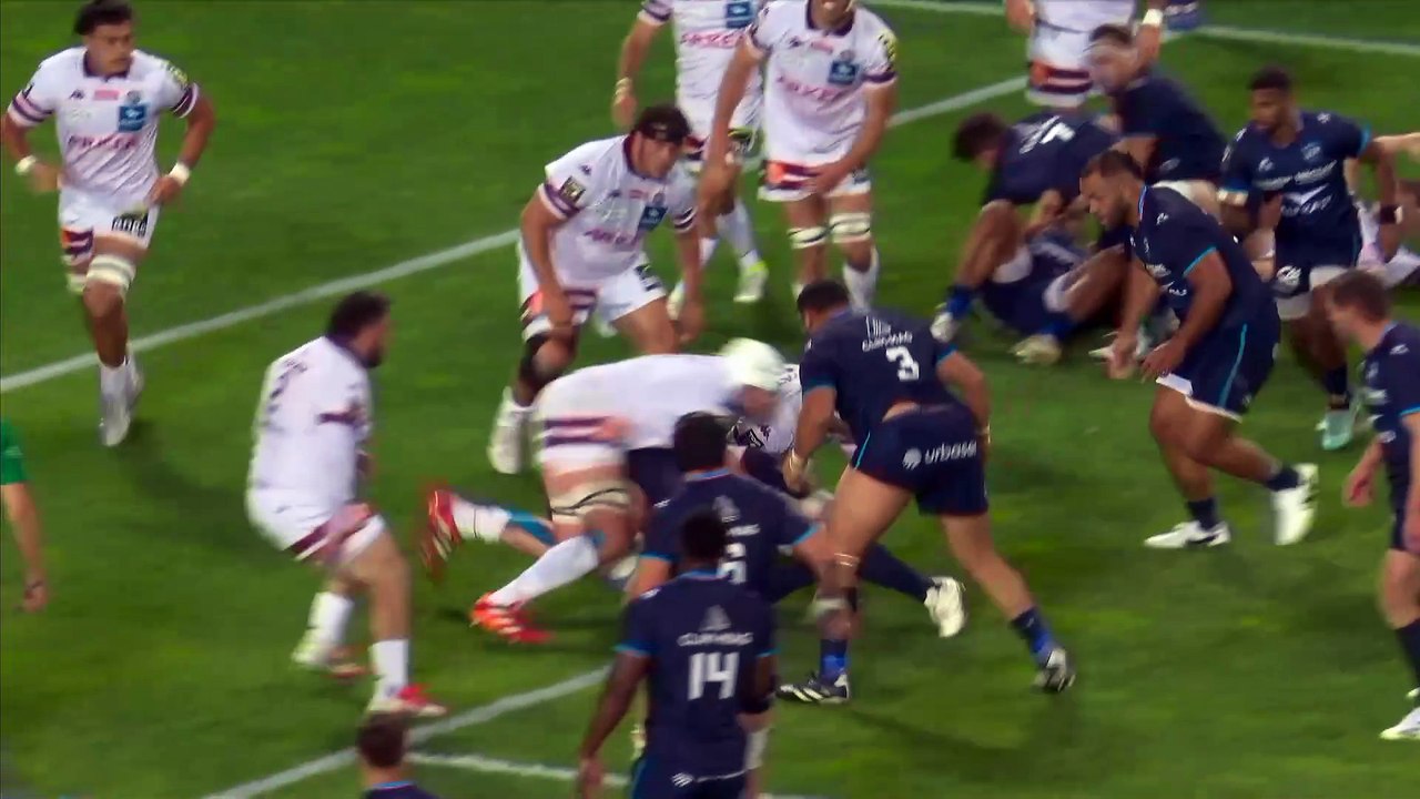 TOP 14 - Essai de Maël MOUSTIN (MHR) - Montpellier Hérault Rugby - Union Bordeaux-Bègles
