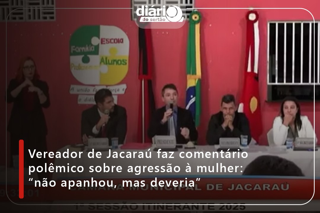 Vereador de Jacaraú faz comentário polêmico sobre agressão à mulher: “não apanhou, mas deveria”
