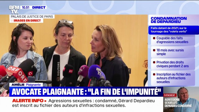 Gérard Depardieu condamné pour agressions sexuelles: La justice a été rendue , estime Amélie, l'une des plaignantes