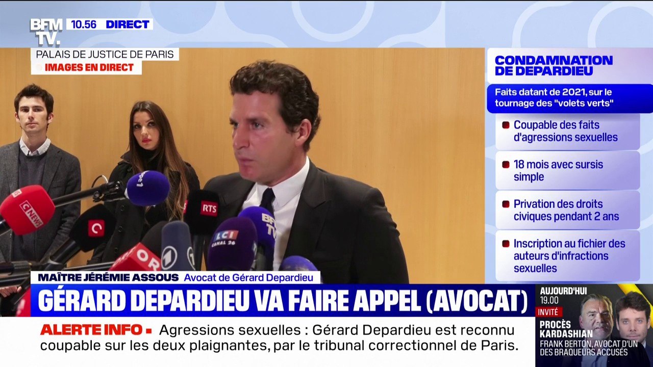 Procès Gérard Depardieu: pour son avocat, Me Jérémie Assous, la victimisation secondaire "est une négation des droits de la défense"