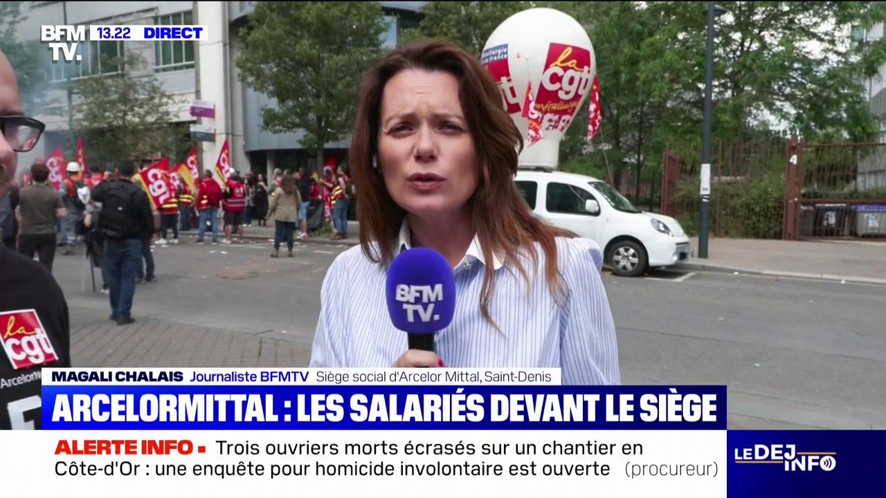Plan social à ArcelorMittal: les salariés manifestent devant le siège de l'entreprise à Saint-Denis