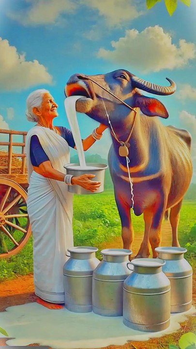 Buffalo give milk To Grandma. #animals #firebrigade😱 #facebookviral #jalpari #foryouシ #BunnyAdventure #trend #amazingfacts #animation #indian #bestoftheday #trending #explore  #cartoon #Amazing #shorts #AI #duck #animals @follwer @Highlights @every