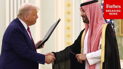President Trump And Saudi Crown MBS Attend Signing Ceremony In Riyadh, Saudi Arabia