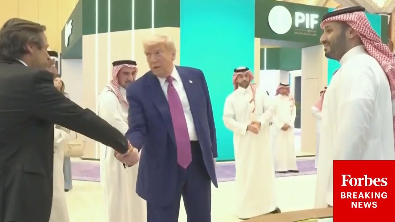 Trump And Crown Prince MBS Arrive At Saudi-U.S. Investment Forum In Riyadh, Saudi Arabia