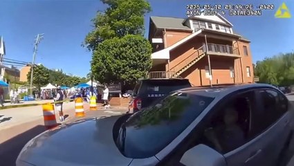 Watch: Woman tries to drive through street festival to get to work