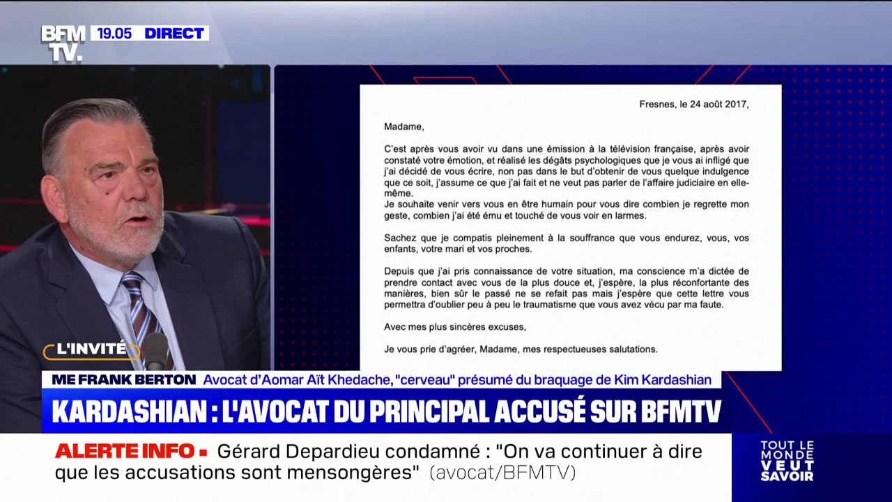 Procès Kardashian: "C'est rare dans une audience de cour d'assises qu'une victime puisse pardonner à son agresseur", affirme Me Frank Berton, avocat d’Aomar Aït Khedache, "cerveau" présumé du braquage