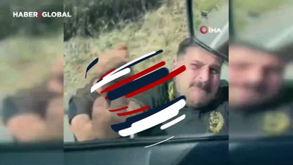 Trafikte dehşet anları! Tırın aynasını kırıp şoföre sandalyeyle saldırdı