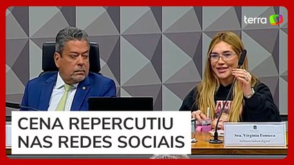 Virginia se confunde e coloca boca em microfone em vez de canudo durante CPI das Bets