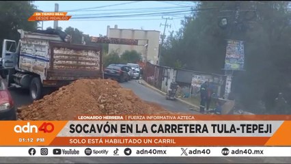 ¡Precaución! Cierran tramo de la carretera Tula-Tepeji por enorme socavón