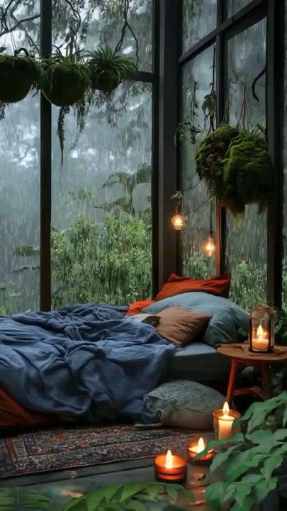 Candlelit Bedroom Oasis Amidst Lush Rainforest Greenery and Soothing Natural Ambiance.#reel#reelinstagram#reelfacebook#fyp#bedandbreakfastvibes#bedroomoasis#peacefulretreat#follow