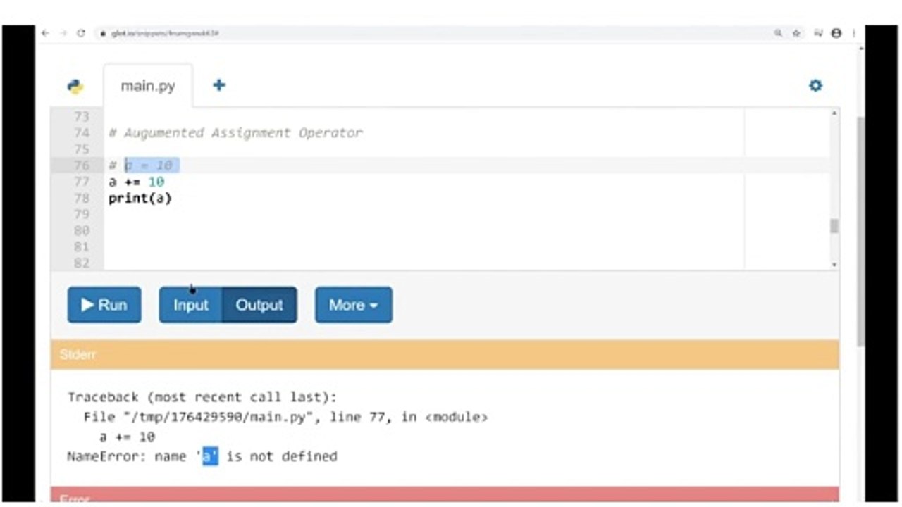 Lecture 26: Augmented Assignment Operator
