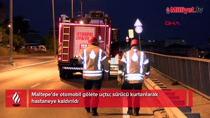 Maltepe’de sabaha karşı feci kaza! Otomobil gölete uçtu