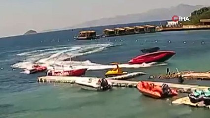 Bodrum'da su sporu kazası kamerada! Deniz yatağı sürat teknesine çarptı!