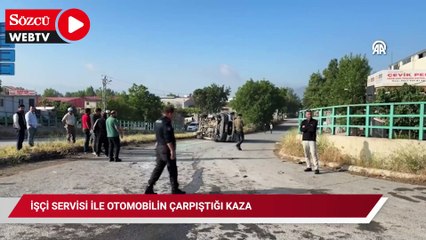 İşçi servisi ile otomobilin çarpıştığı kazada 12 kişi yaralandı