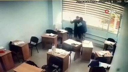 Kurs merkezinde dehşet anları: Sınıfa girip öğrenciyi darp etti!