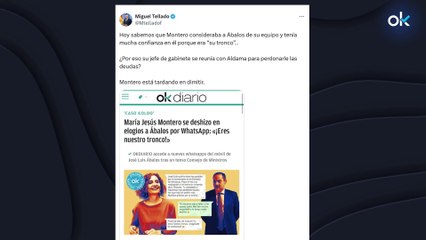 Tellado pide la dimisión de Montero tras la exclusiva de OKDIARIO sobre los mensajes con Ábalos