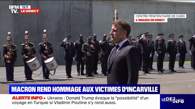 Un an après, Emmanuel Macron rend hommage aux victimes de l'attaque du convoi pénitentiaire au péage d'Incarville