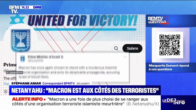 Le Premier ministre israélien Benjamin Netanyahu accuse le président français Emmanuel Macron de relayer la propagande ignoble du Hamas