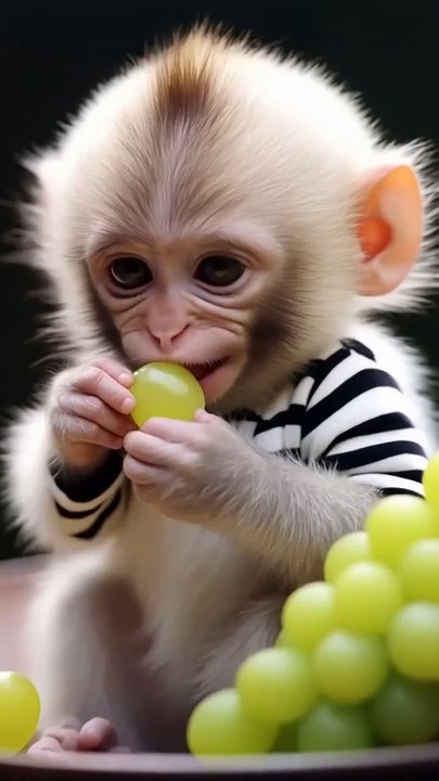 Baby Monkey Enjoys the Most Delicious Meal! Too Cute to Handle! 😍 #Shorts
