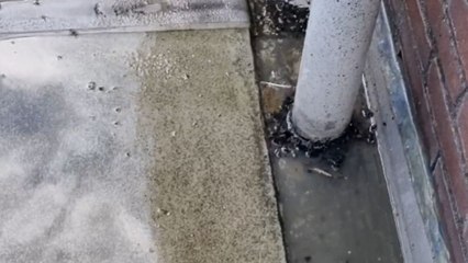 Satisfying pressure washing brings a fresh look to a dirty balcony