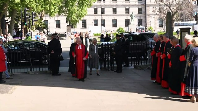 Queen Camilla unveils foundation stone at Westminster Abbey
