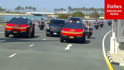 Cybertrucks And Camels Accompany President Trump’s Motorcade In Doha, Qatar