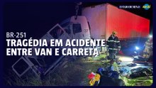 Grave acidente entre carreta e van deixa mortos na BR-251
