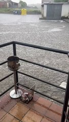 Inundación en un pueblo de Segovia por una tormenta de granizo