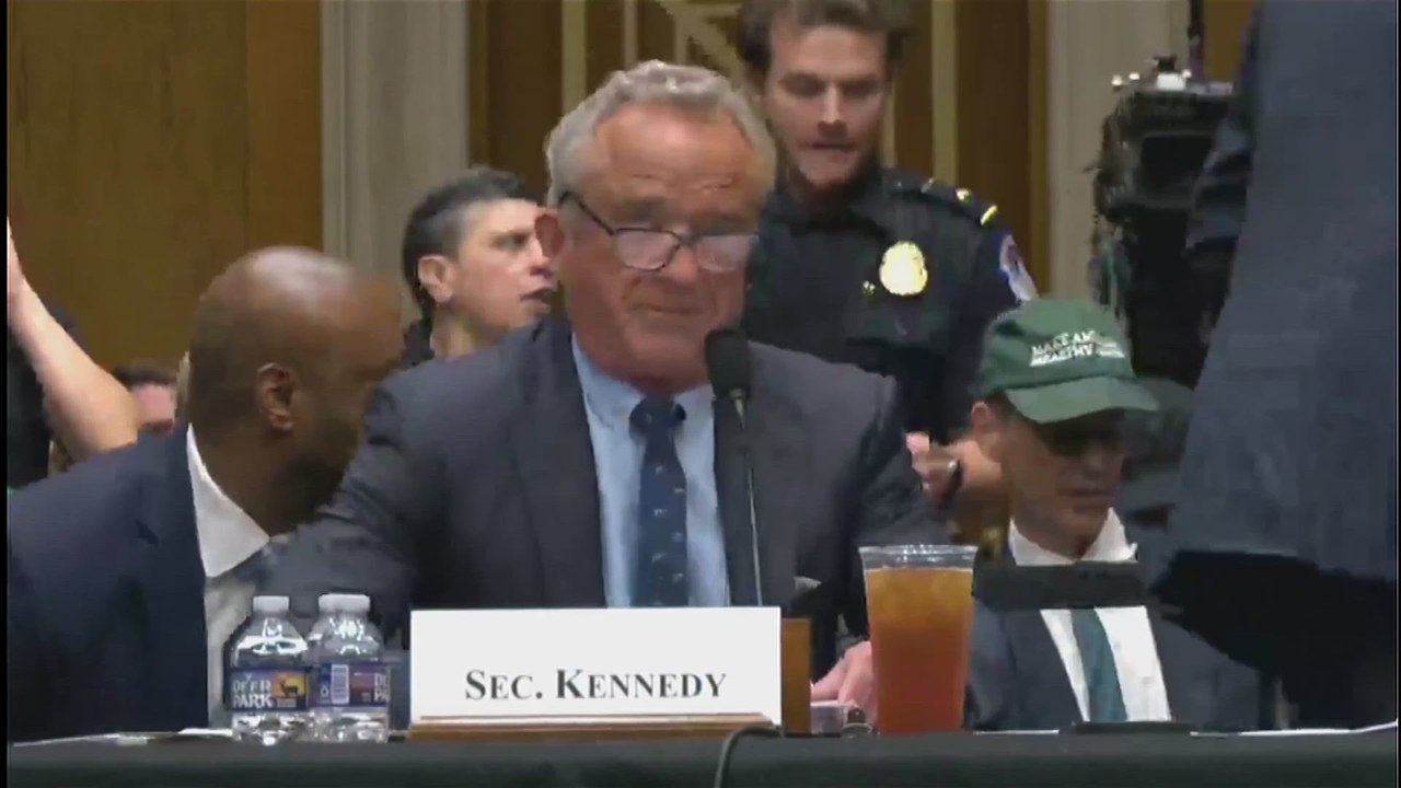 Chaos erupts: RFK Jr. leaps from seat during protest at Senate hearing