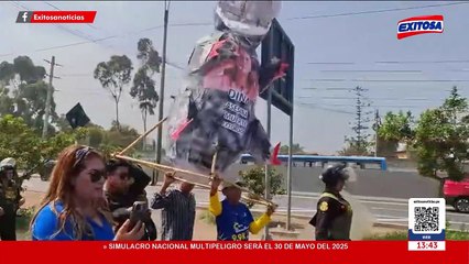 Paro 14 de mayo: Manifestantes denuncian que PNP les habría arrebatado imagen de 'rata gigante'