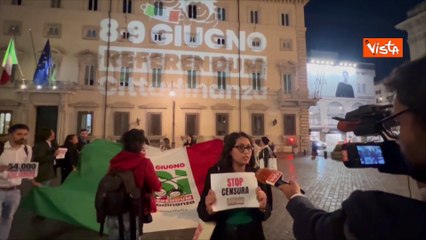 Blitz comitato promotore referendum cittadinanza, proietta logo su Palazzo Chigi