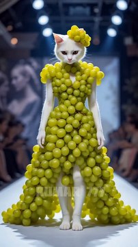 Cute Cat Walking On Stage Runway With Fruity Look 😮😮😮 #aicat #kitten #tranding #viralvideo