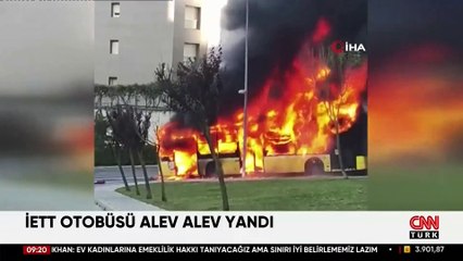 Başakşehir'de İETT otobüsü alev alev yandı