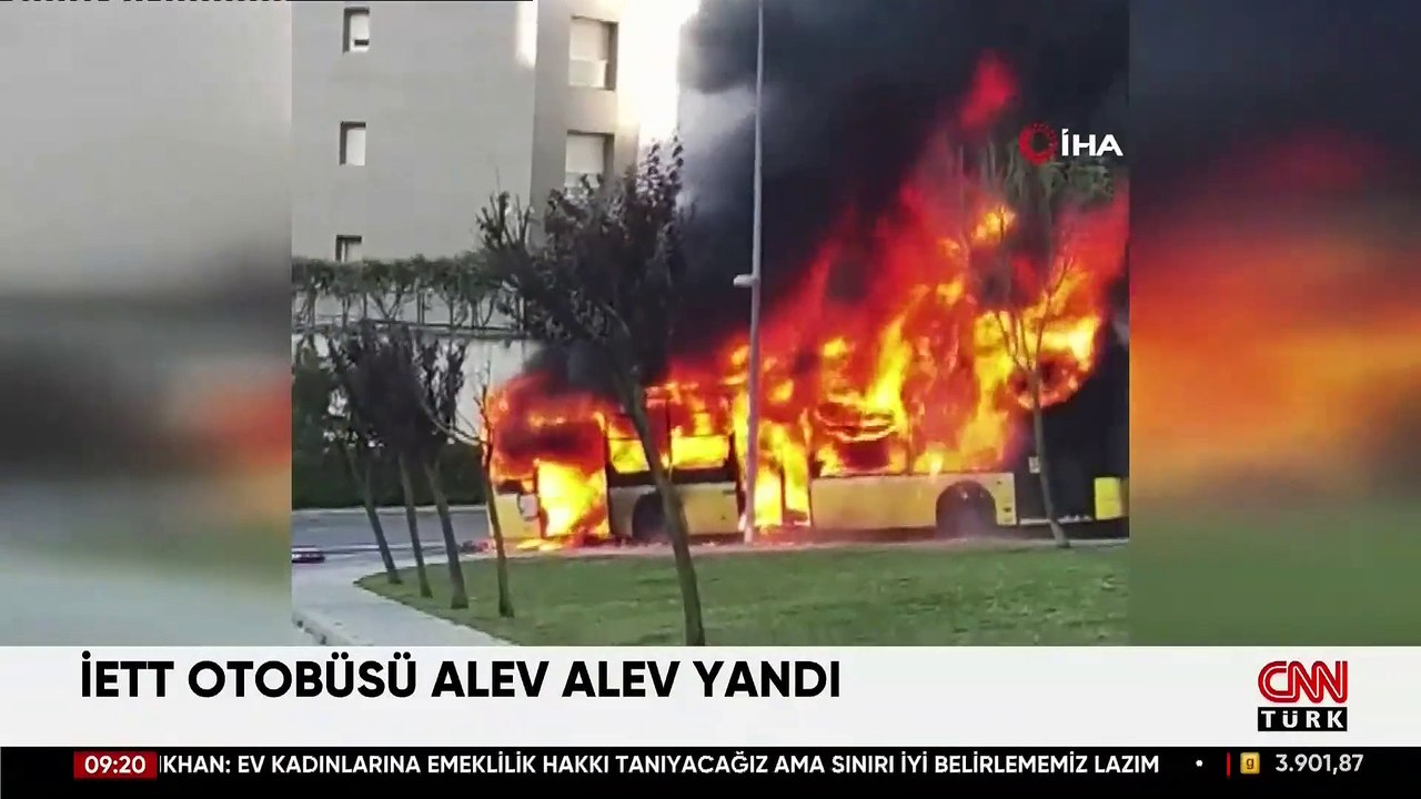 Başakşehir'de İETT otobüsü alev alev yandı