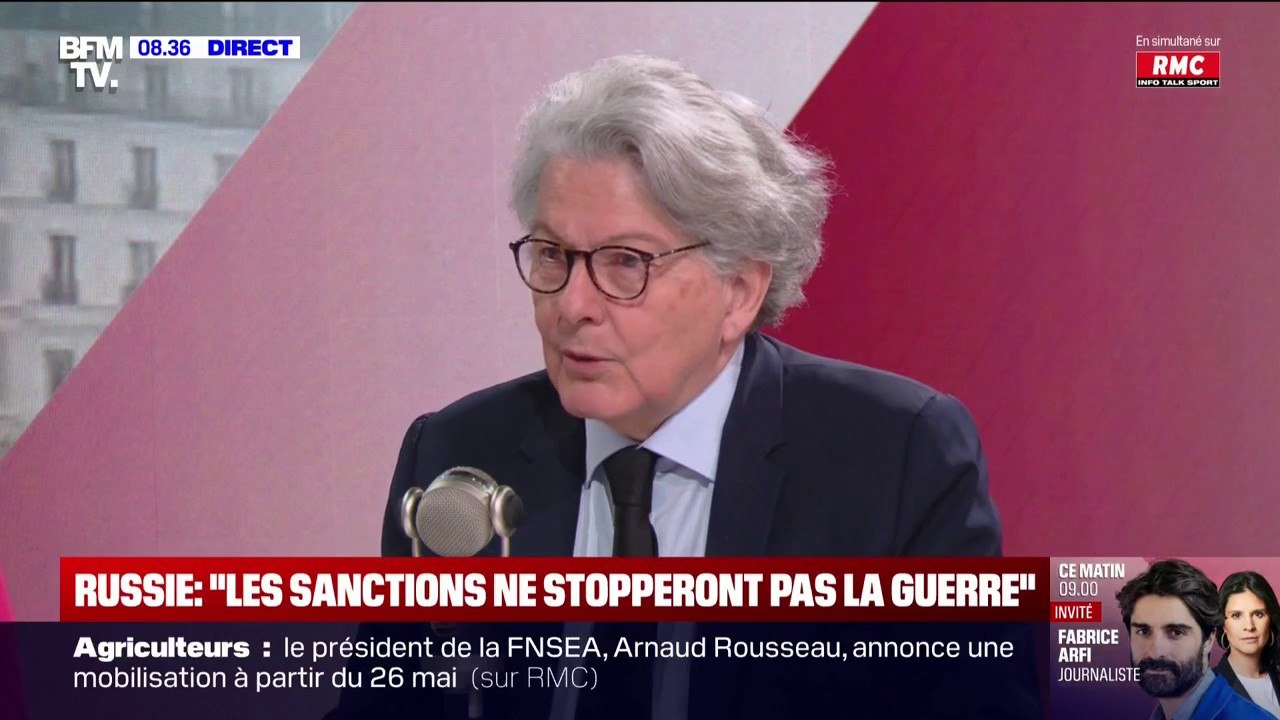 Conflit entre l'Ukraine et la Russie: "Les sanctions [contre Moscou] n'arrêteront pas la guerre", estime Thierry Breton