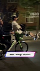 Guy Rides in Bike Basket Like a Legend… While Sipping a Drink 😂🚲