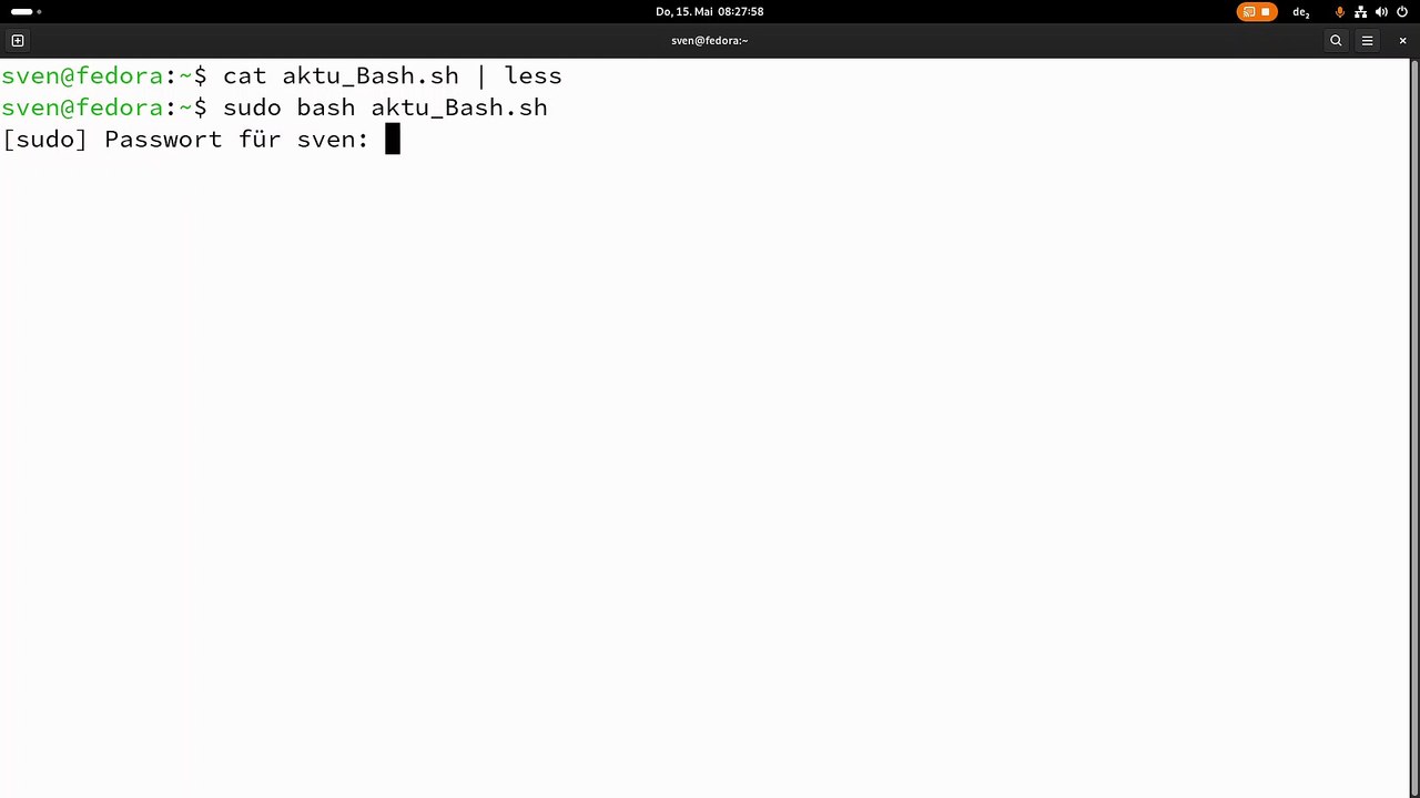 Ungeschnitten: Linux Aktualisierungsscript in der Kommandozeile