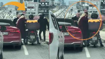 Maltepe D-100'de trafikte tartıştığı motokuryeye silah çekti