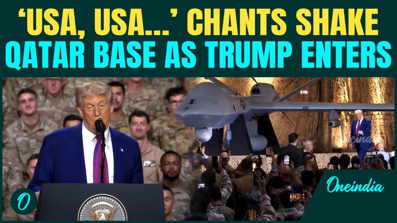 Trump’s GRAND ENTRY Among U.S Soldiers In Al Udeid Air Base in Qatar | WATCH